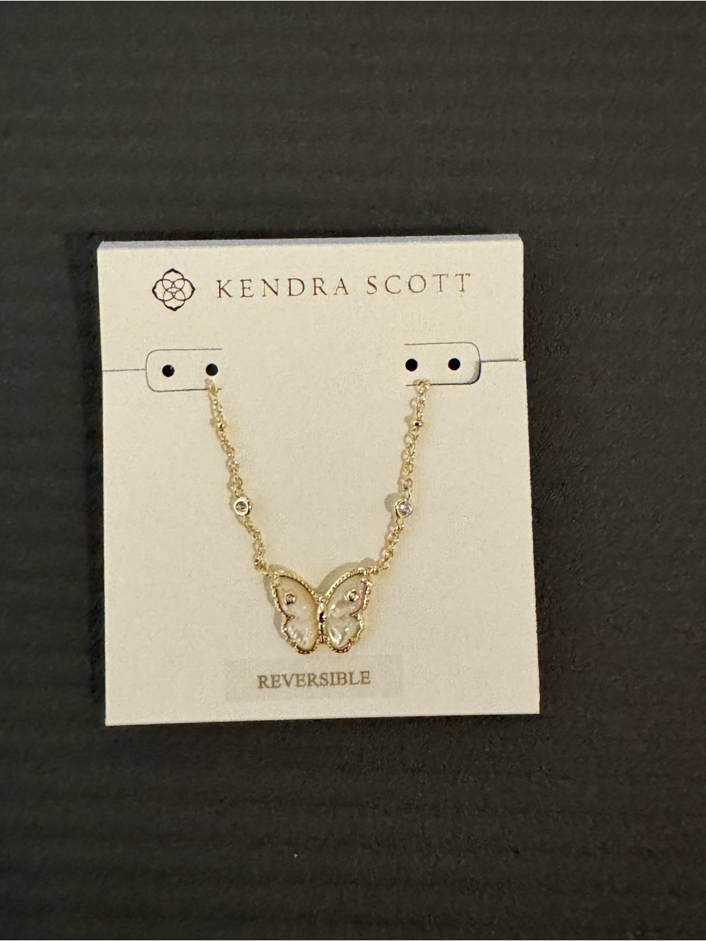 Kendra Scott Gold Butterfly Necklace with White Inlay Accent